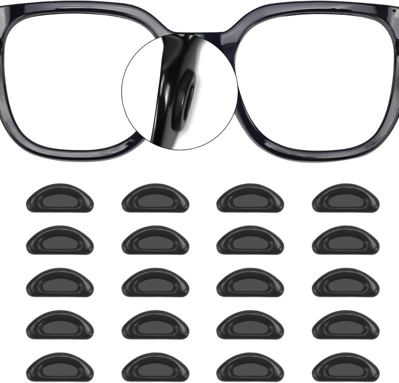 YR 20 Pairs Eyeglass Nose Pads Stick On Silicone Anti-Slip for Glasses Sunglasses Thin Nose Pads Eyeglasses, Adhesive Nose Pad for Eyeglass, Anti Slip Eyeglass Nose Pads (Black) - Image 1